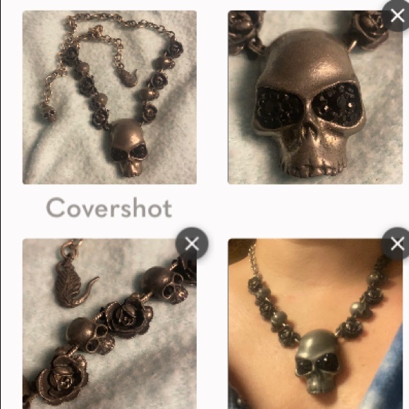 Stainless Steel & Black Marchasite Skull Necklace